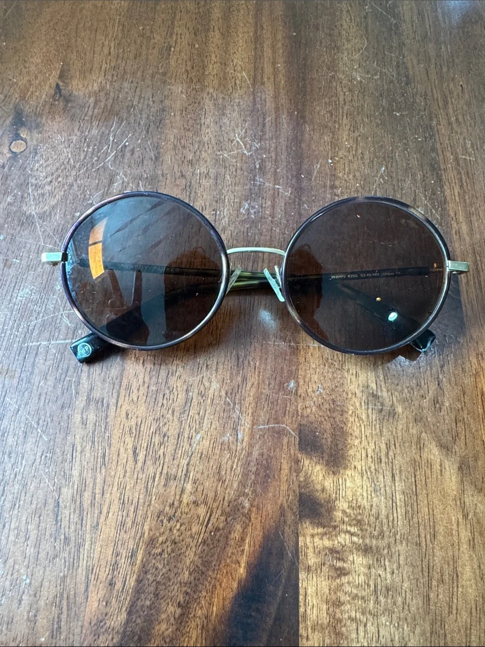 Warby Parker Phipps (discontinued) Gold and Brown Wrapped Sunglasses